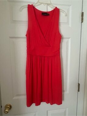 Cynthia Rowley Sleeveless V-Neck Coral Midi Dress